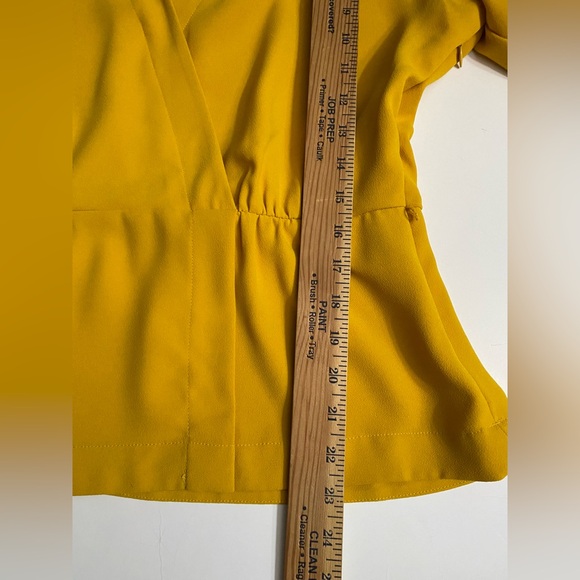 J. Crew Drapey Crepe Faux Wrap Blouse Rich Yellow Golden Women Size 12 - Picture 6 of 13